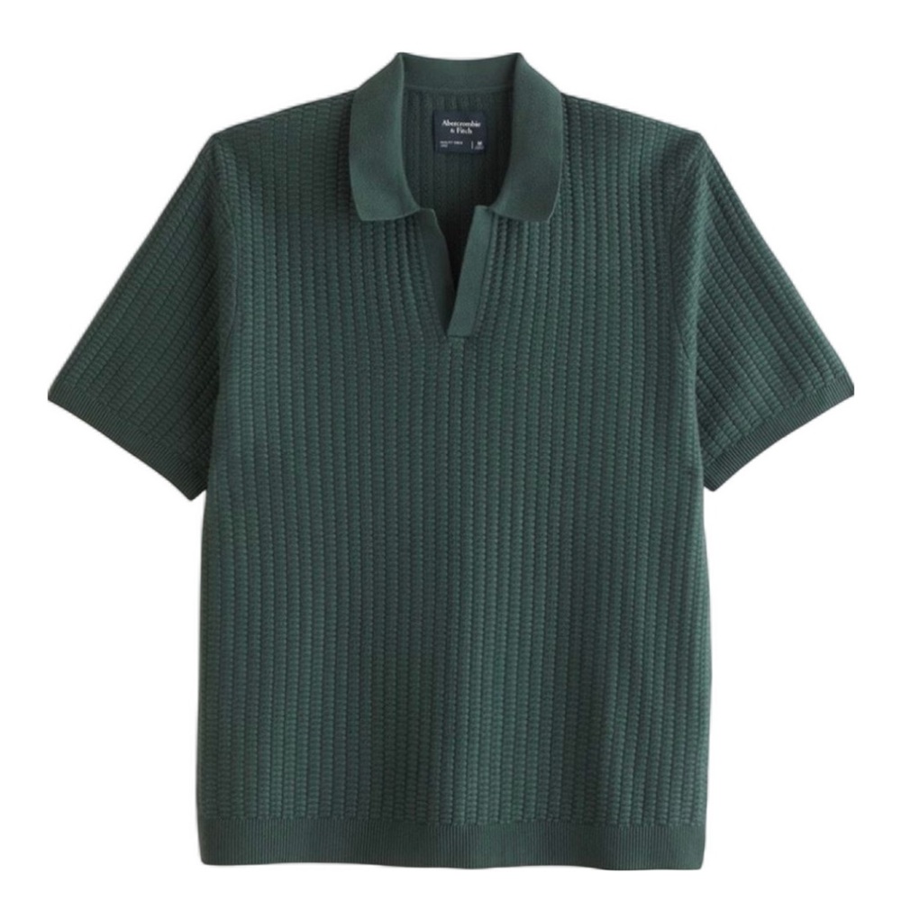 Abercrombie Sweater Polo in Forest Green - Size Medium
